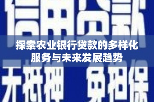 石碇探索农业银行贷款的多样化服务与未来发展趋势